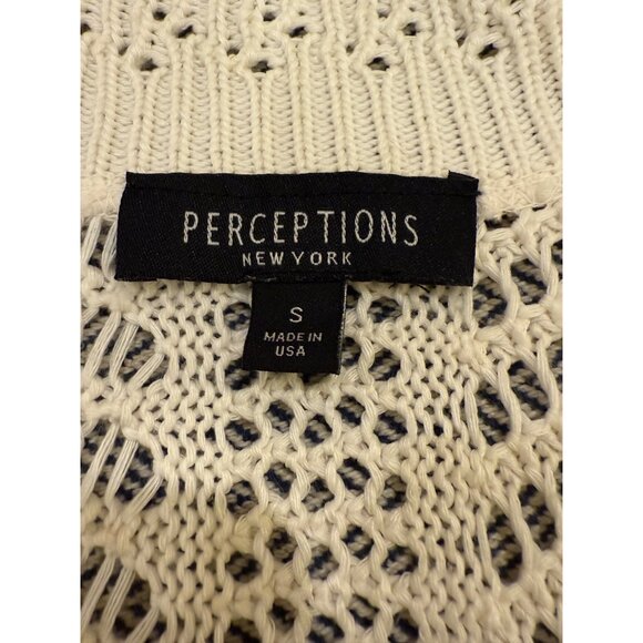 Perceptions New York Womens Small White Open-Knit Short Sleeve Cropped Cardigan - Picture 3 of 6